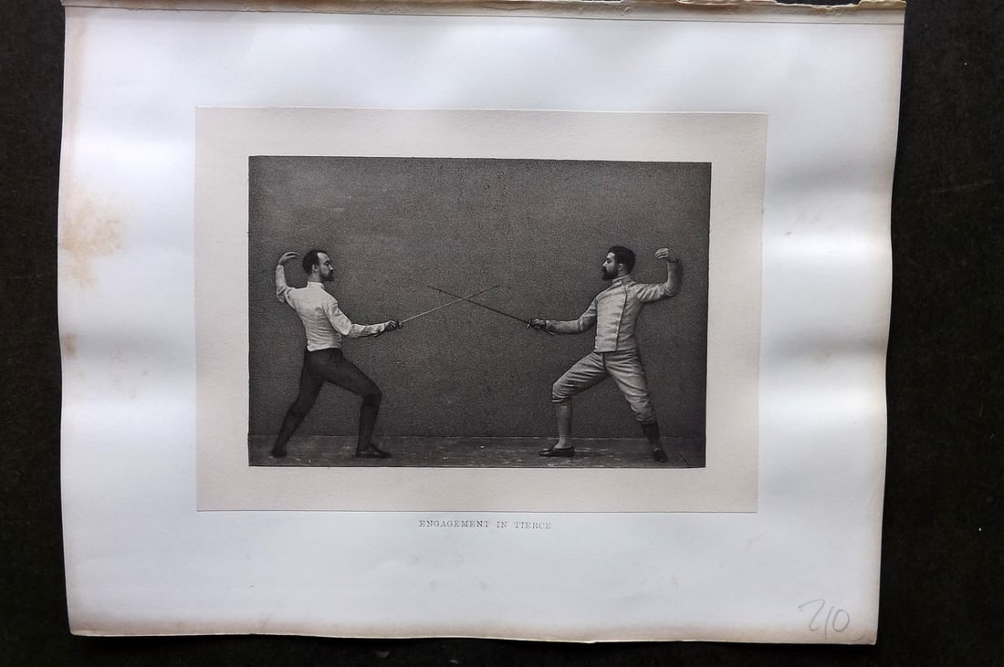 Badminton Library 1889 Sword Fencing Print. The Salute - Engagement in Tierce (1 of 1)