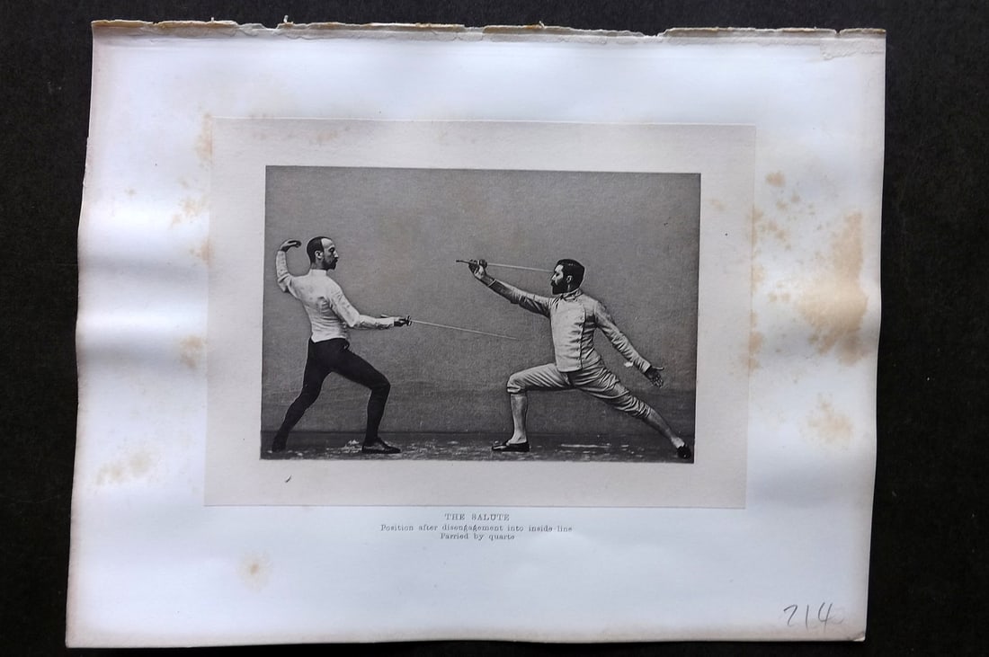 Badminton Library 1889 Sword Fencing Print The Salute after disengagement (1 of 1)