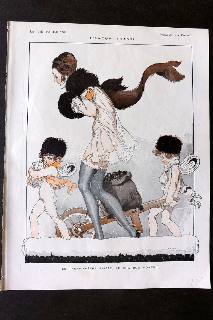La Vie Parisienne 1917 Art Deco Print. L'Amour Transi by Rene Vincent (1 of 1)