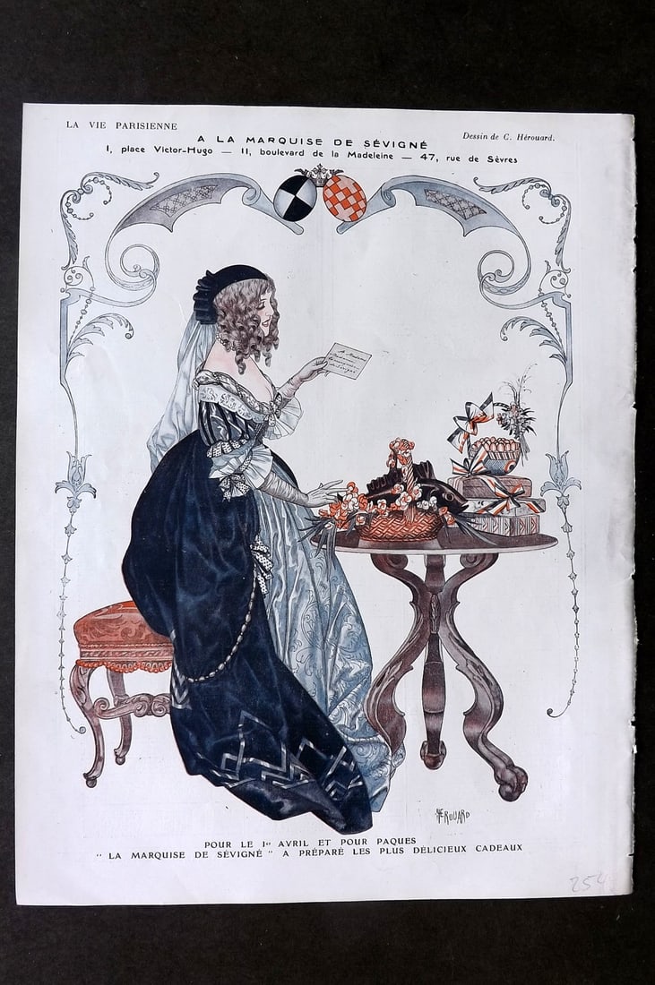 La Vie Parisienne 1917 Art Deco Print. A La Marquise de Sevigne by Herouard (1 of 1)