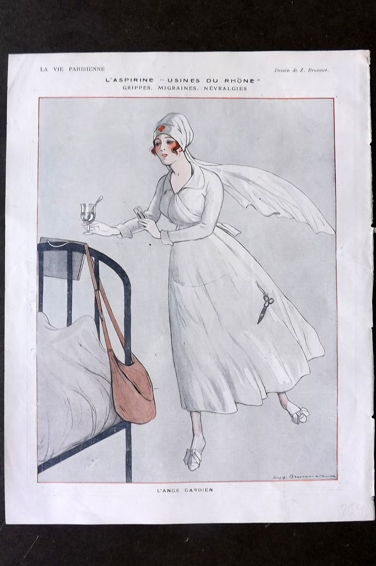 La Vie Parisienne 1917 Art Deco Print. L'Aspirine "Usines du Rhone" by Brunner (1 of 1)