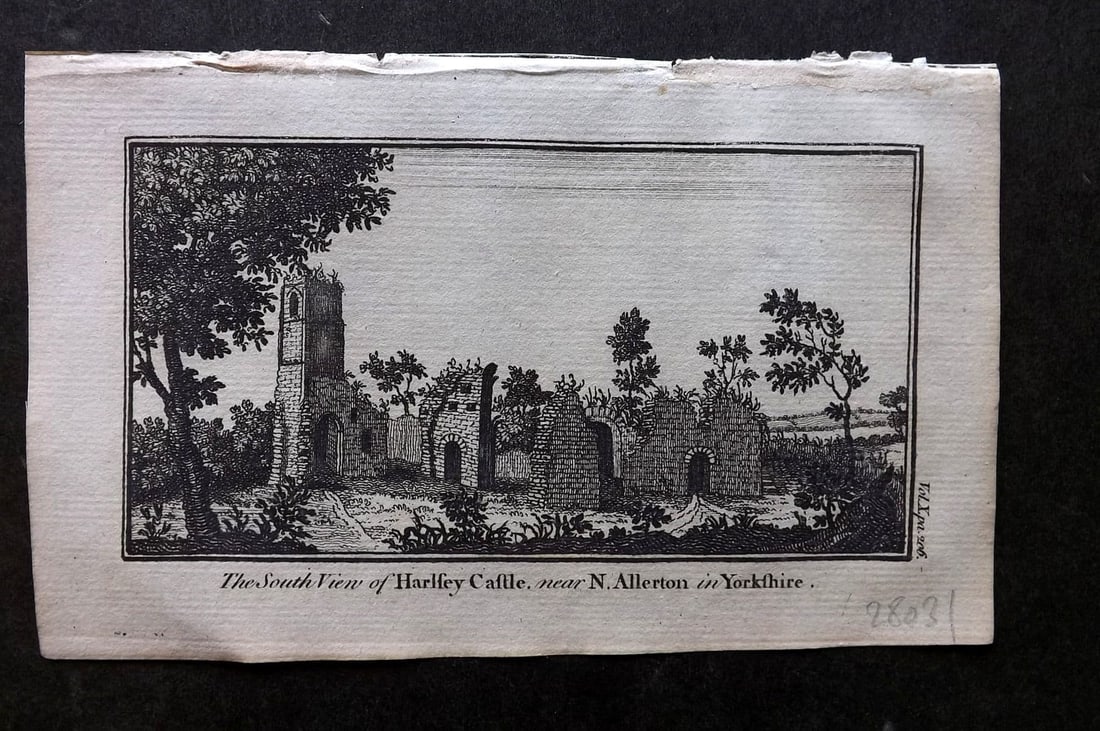 Newbery (Pub) 1770 Antique Print. Harlsey Castle, Northallerton Yorkshire: Antique Copper Plate Published 1769-75 by Newbery & Carnan, London for "A Description of England and Wales". Paper Size: 8 x 5 inch (21 x 13cm). Good Condition.