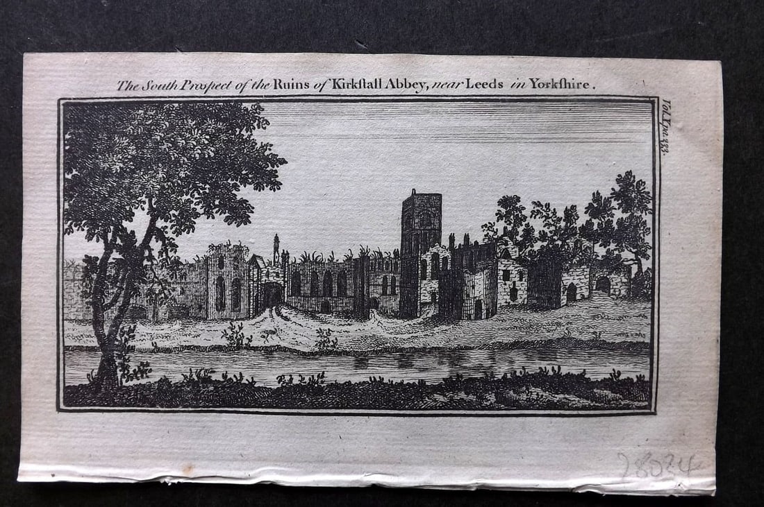 Newbery (Pub) 1770 Antique Print. Kirkstall Abbey near Leeds, Yorkshire: Antique Copper Plate Published 1769-75 by Newbery & Carnan, London for "A Description of England and Wales". Paper Size: 8 x 5 inch (21 x 13cm). Good Condition.