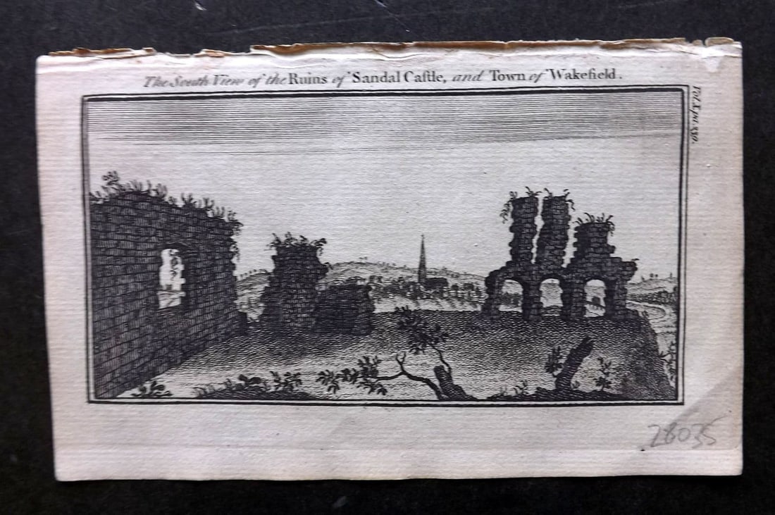 Newbery (Pub) 1770 Antique Print Sandal Castle and Town of Wakefield, Yorkshire: Antique Copper Plate Published 1769-75 by Newbery & Carnan, London for "A Description of England and Wales". Paper Size: 8 x 5 inch (21 x 13cm). Good Condition.