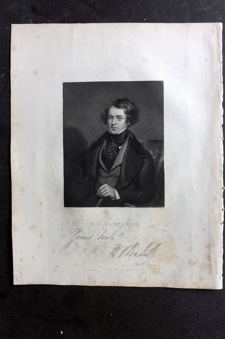 Bartlett Switzerland C1840 Antique Print. William Bartlett Portrait: Antique Steel Engraving Published 1836-C1840 by George Virtue, London for "Switzerland Illustrated..." by William Beattie. Illustrated by William Bartlett. Paper Size: 10.5 x 8 inch (27 x 21cm) Some m