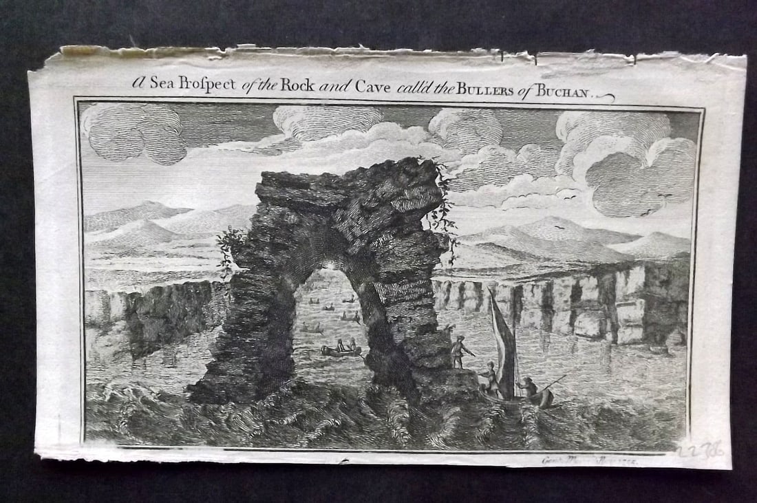Gentleman's Mag. 1755 Print Rock and Cave call'd the Bullers of Buchan. Scotland: Antique Copper Plate Published London 1731-1833, London for "The Gentleman's Magazine. " by Various Contributors. Paper Size: 8 x 5 inch (21 x 13cm) Approx. Good Condition.