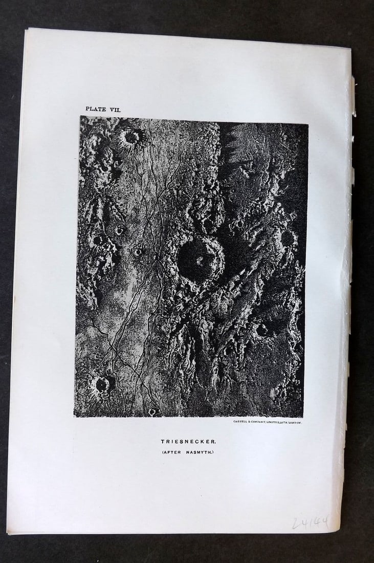 Ball C1900 Antique Astronomy Print. Triesnecker 07: Antique Lithograph Published C1900, London for "The Story of the Heavens" by Sir Robert Stawell Ball. Paper Size: 9 x 6 inch (23 x 15cm). Good Condition.