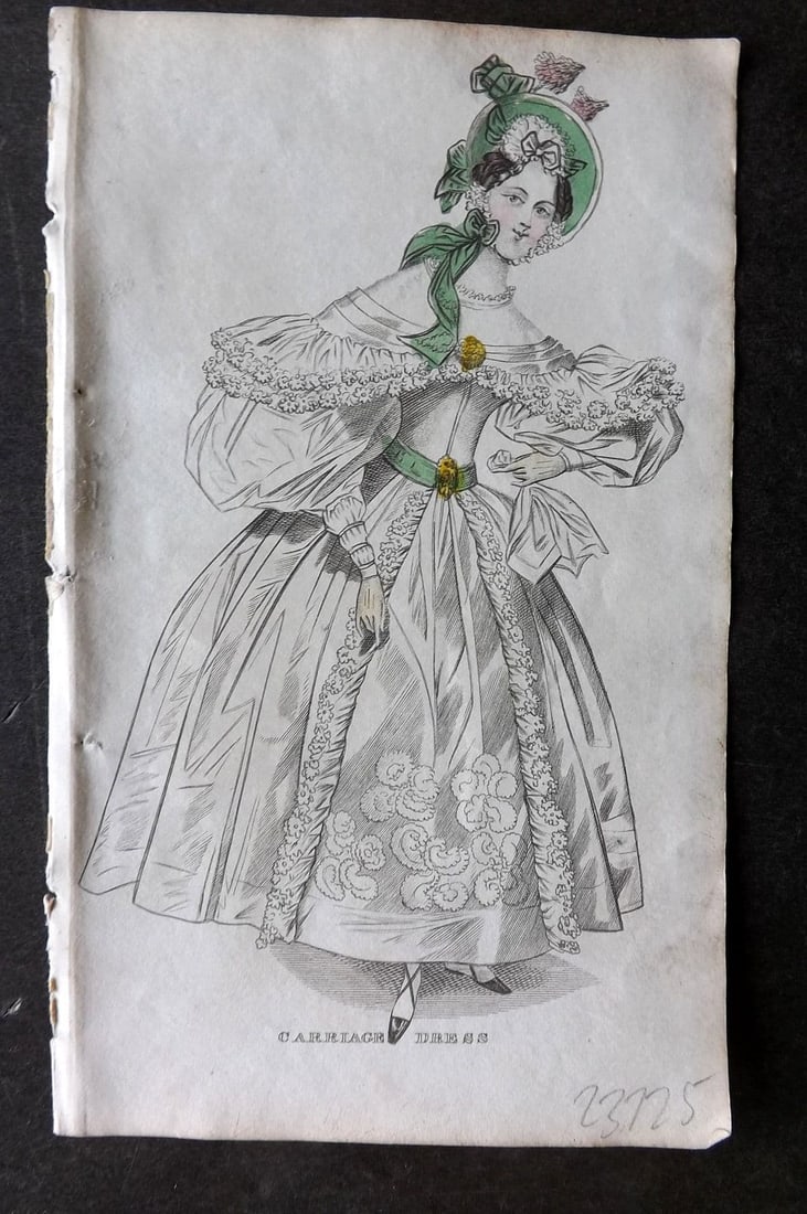Ladies' Cabinet 1834 Hand Colored Fashion Plate. Carriage Dress 21 (1 of 1)