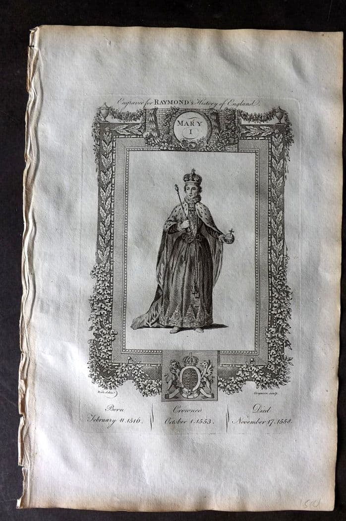 Raymond 1787 Folio Portrait Print. Mary I (1 of 1)