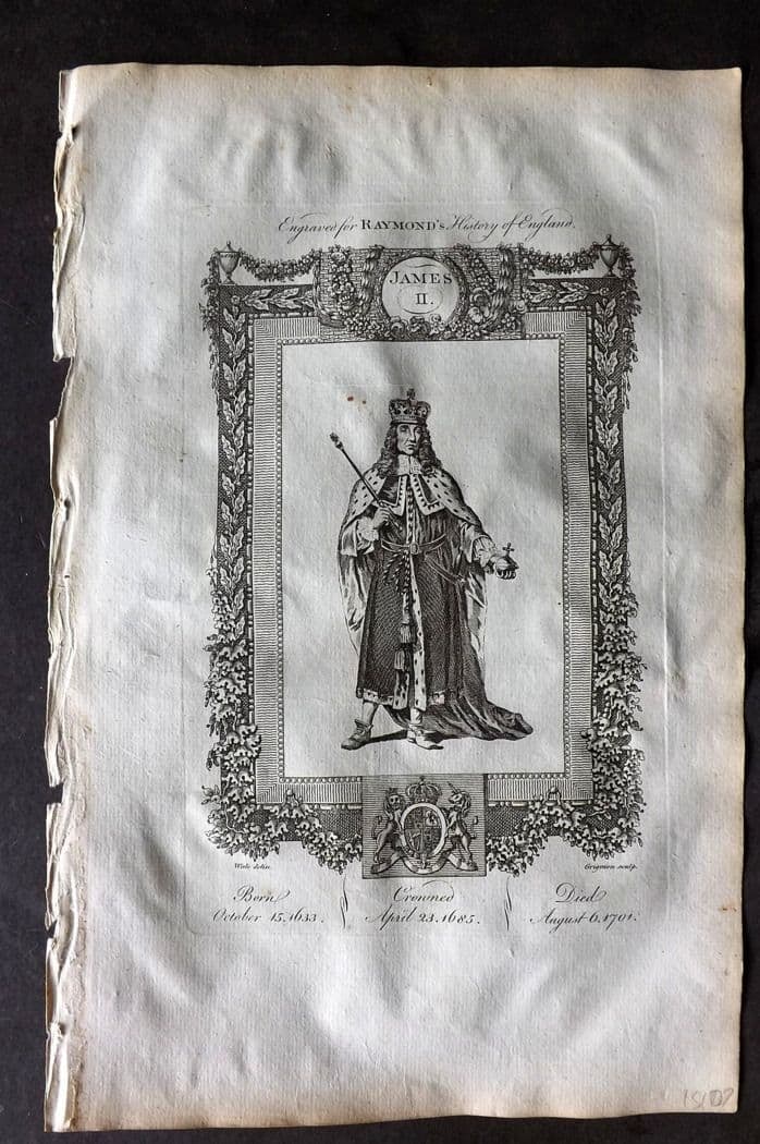 Raymond 1787 Folio Portrait Print. James II (1 of 1)