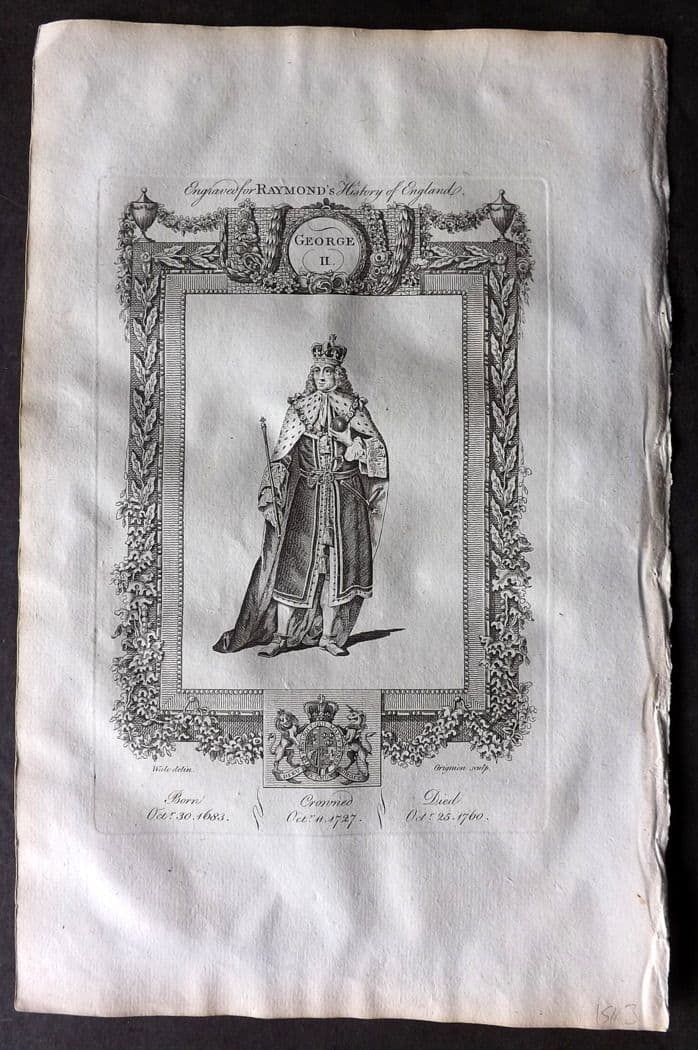 Raymond 1787 Folio Portrait Print. George II (1 of 1)