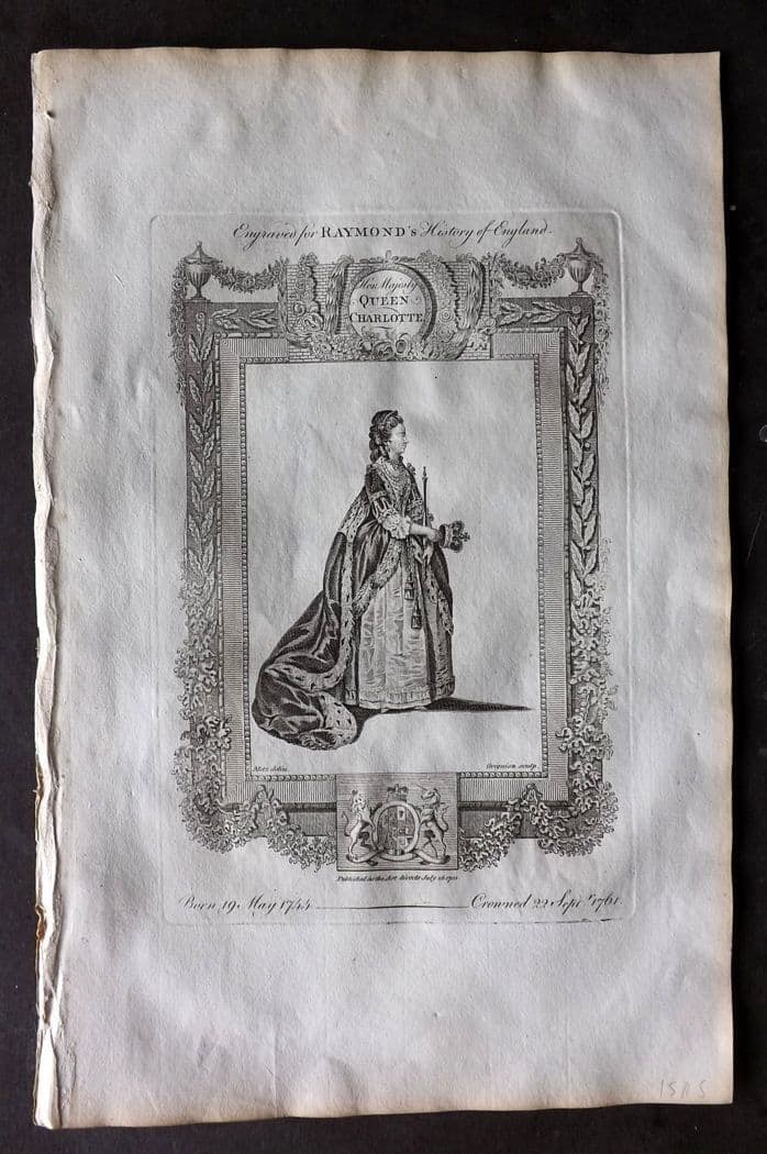 Raymond 1787 Folio Portrait Print. Queen Charlotte (1 of 1)