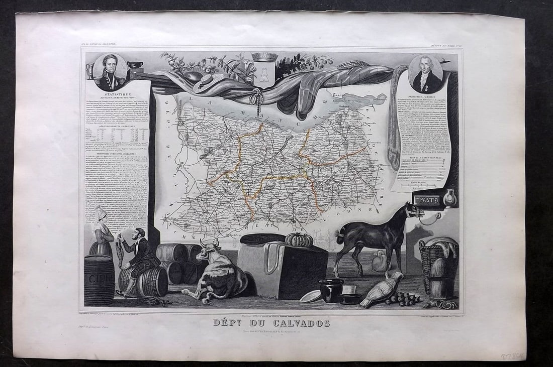 Levasseur, Victor 1852 Antique Map. Dept Du Calvados (1 of 1)