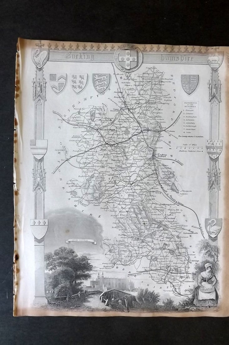 Moule, Thomas C1840 Antique British County Map. Buckinghamshire: Antique Steel Engraved Map Published C1840, London for "A Complete and Universal English Dictionary" by the Rev. James Barclay et al. Maps by Thomas Moule. Paper Size: 10.5 x 8 inch (28 x 21cm). Some 