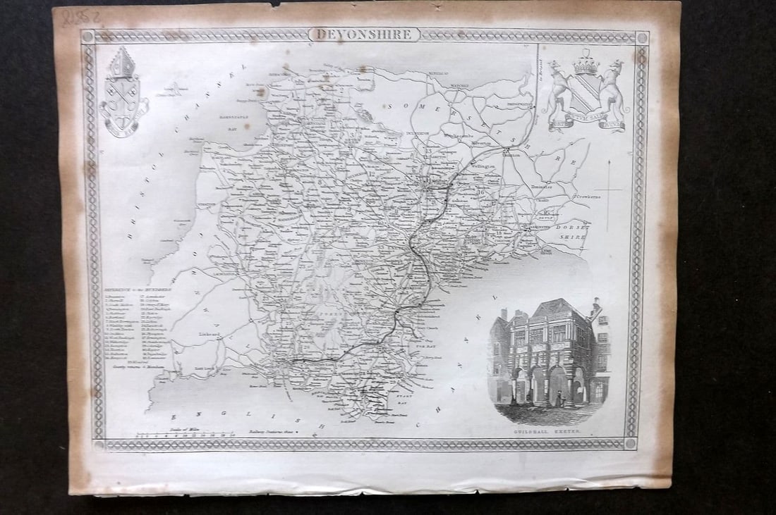Moule, Thomas C1840 Antique British County Map. Devonshire: Antique Steel Engraved Map Published C1840, London for "A Complete and Universal English Dictionary" by the Rev. James Barclay et al. Maps by Thomas Moule. Paper Size: 10.5 x 8 inch (28 x 21cm). Some 