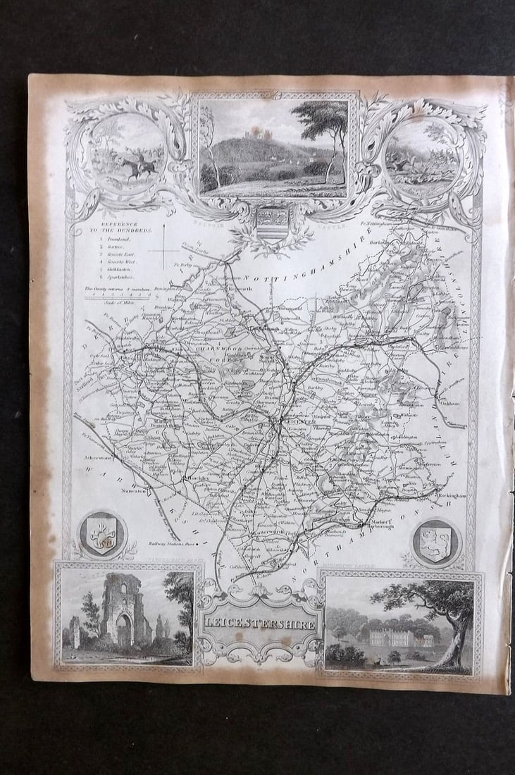 Moule, Thomas C1840 Antique British County Map. Leicestershire: Antique Steel Engraved Map Published C1840, London for "A Complete and Universal English Dictionary" by the Rev. James Barclay et al. Maps by Thomas Moule. Paper Size: 10.5 x 8 inch (28 x 21cm). Some 