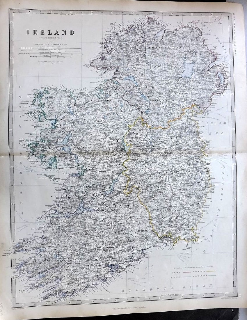 Johnston, Alexander 1861 Large Antique Map. Ireland (1 of 1)