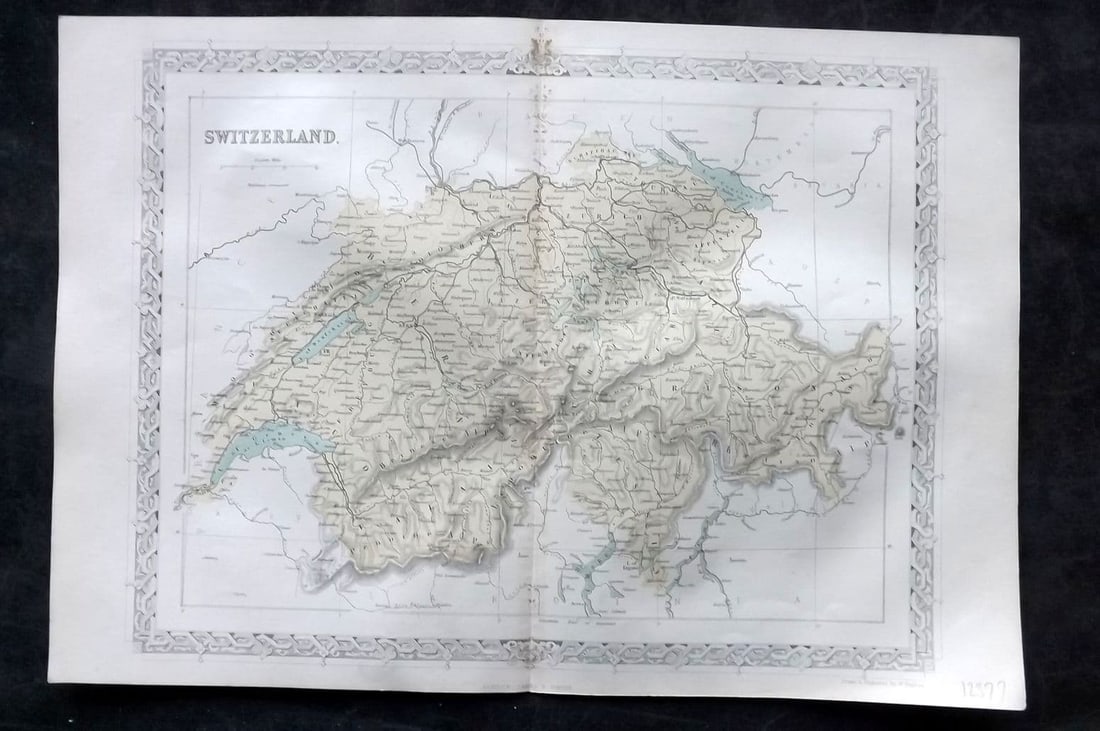 Costello & Hughes 1861 Antique Map. Switzerland: Antique Steel Engraved Map Published 1861, London for "Piedmont and Italy, from the Alps to the Tiber..." by Dudley Costello. Map by W. Hughes. Centre fold as published. Paper Size: 15 x 10.5 inch (38