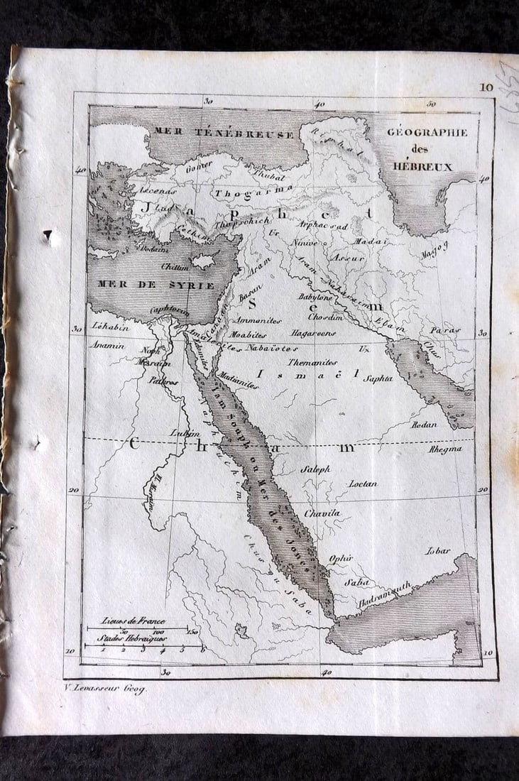 Levasseur, Victor 1838 Antique Map. Geographie des hebreux. Hebrew Judaica Map (1 of 1)