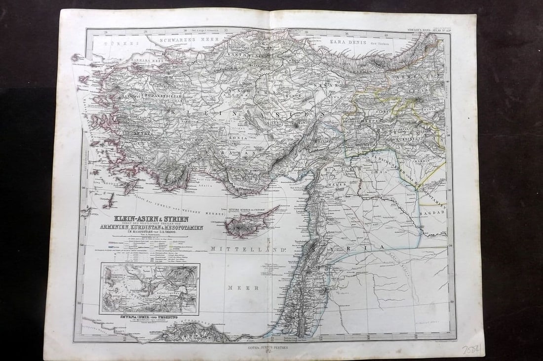 Stieler, Adolf 1870 Map Klein-Asien und Syrien nebst dem westlichen Theil von Armenien (1 of 1)