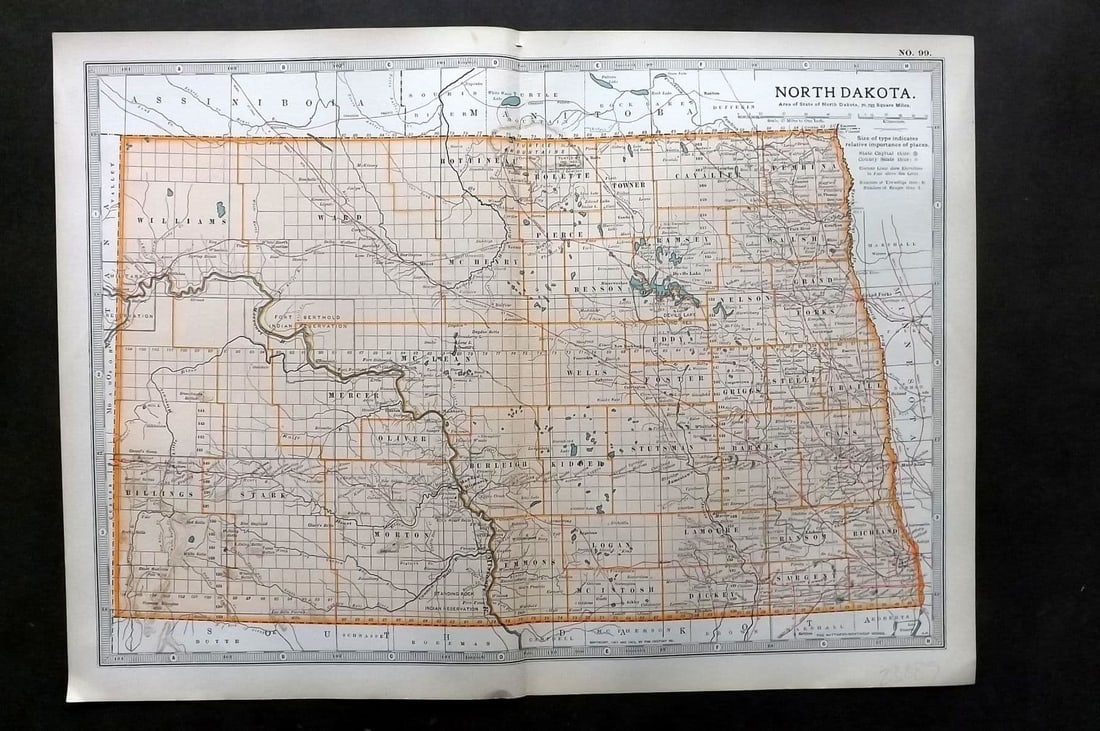 Black (Pub) 1903 Antique Map. North Dakota, USA (1 of 1)