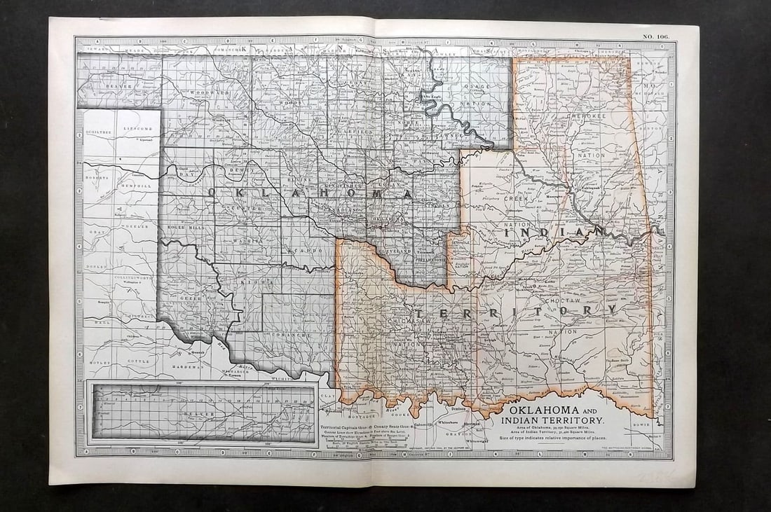Black (Pub) 1903 Antique Map. Oklahoma and Indian Territory (1 of 1)
