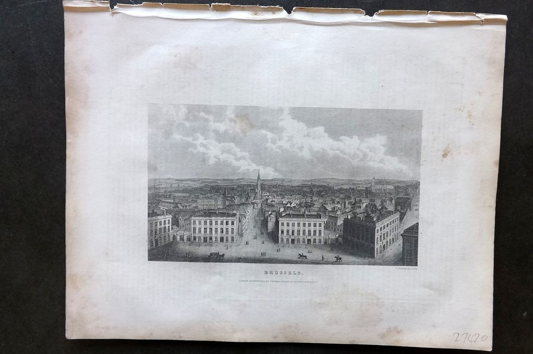 Barclay, James C1835 Antique Print. Brussels, Belgium: Antique Steel Engraving Published C1835 by Thomas Kelly, London for "A New and Universal English Dictionary" by the Rev. James Barclay. Maps by Alexander Findlay. Paper Size: 11 x 8 inch (28 x 21cm). 