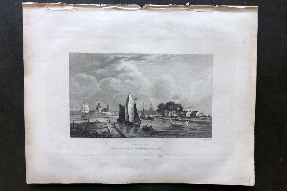 Barclay, James C1835 Antique Print. Amsterdam, Netherlands: Antique Steel Engraving Published C1835 by Thomas Kelly, London for "A New and Universal English Dictionary" by the Rev. James Barclay. Maps by Alexander Findlay. Paper Size: 11 x 8 inch (28 x 21cm). 