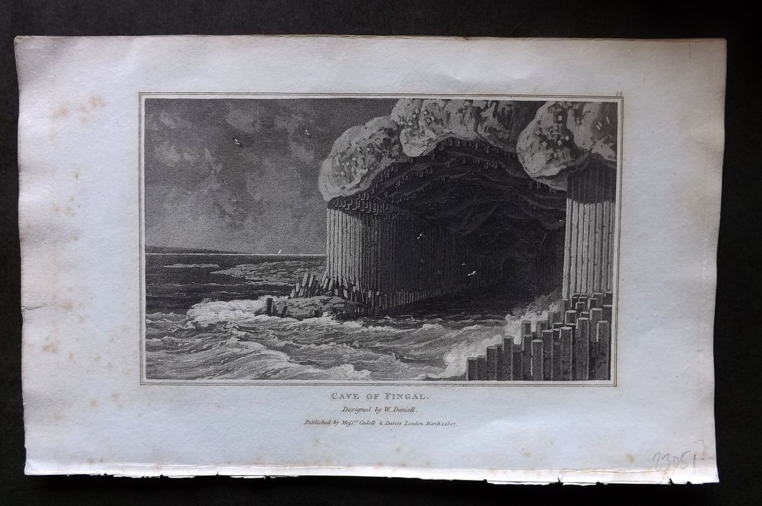 Polehampton, Edward 1823 Antique Print. Cave of Fingal, Scotland (1 of 1)