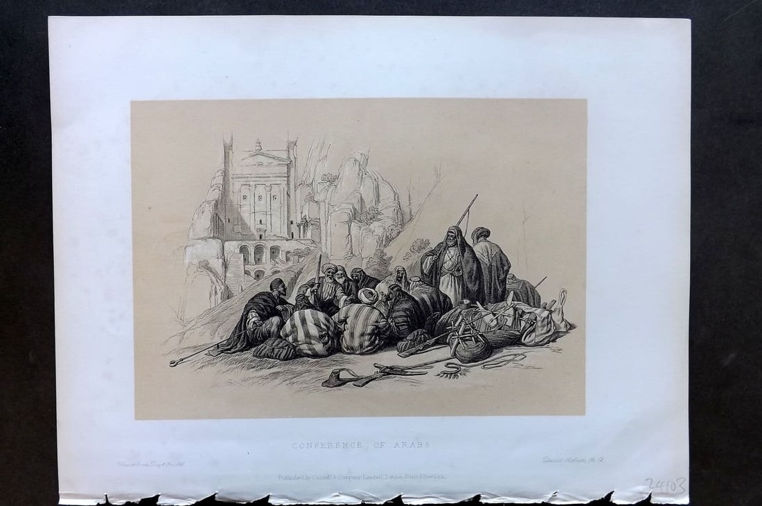 Roberts, David 1887 Holy Land Print. Conference of Arabs (1 of 1)