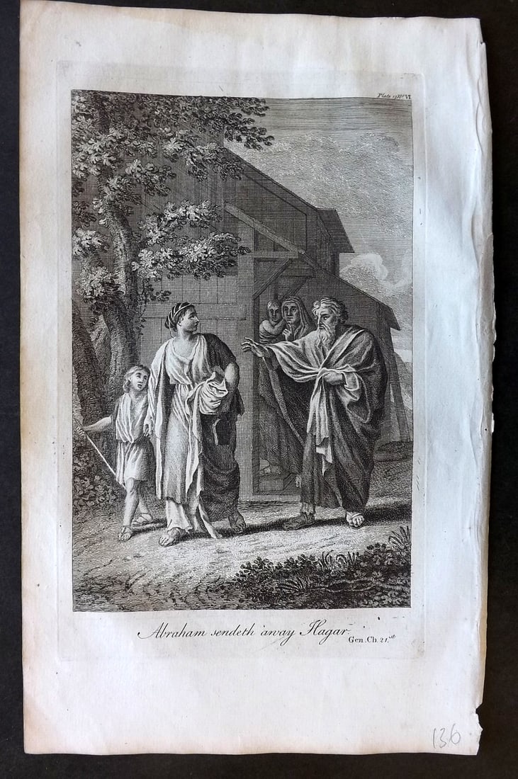 Goadby (Pub) 1770 Folio Religious Print. Abraham sendeth away Hagar (1 of 1)