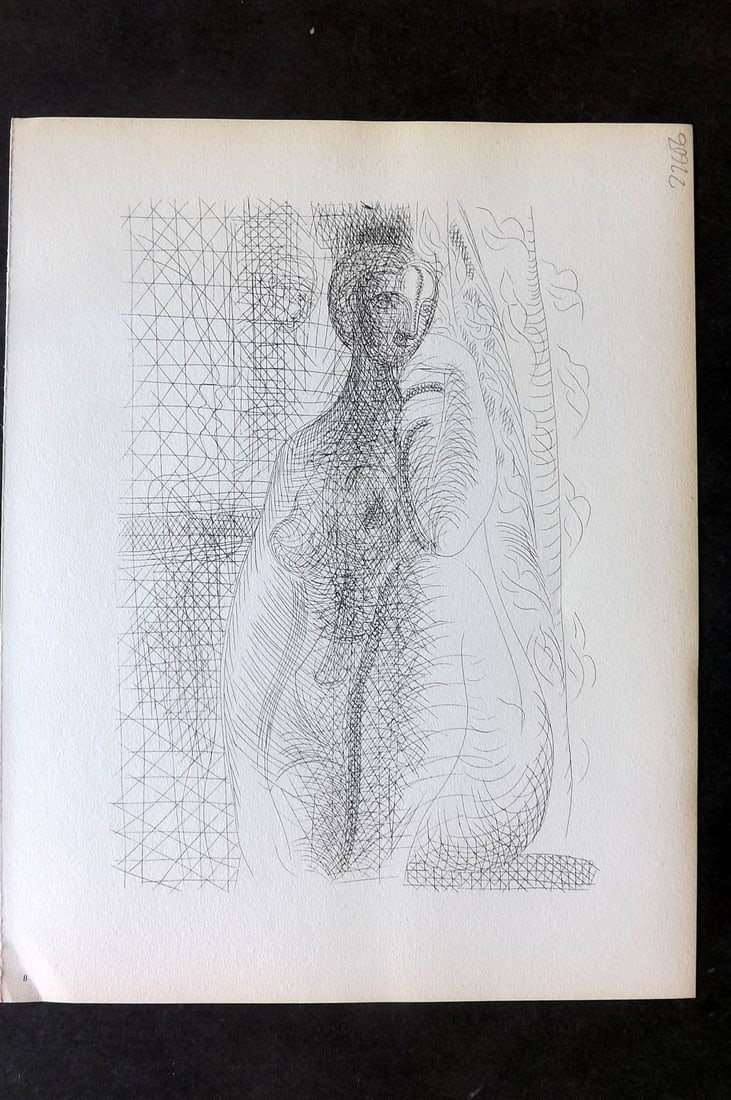 Picasso Vollard Suite 1956 Print. Seated Nude 08: Vintage Photogravure Published 1956, London for "Picasso's Vollard Suite" First English Edition of 100 Etchings created by Picasso between 1930-37. Printed on Good Quality Paper in Germany. Paper Size