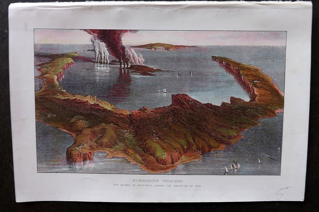 Pouchet, F. A. 1902 Print. Submarine Volcano, Santorini Greece (1 of 1)