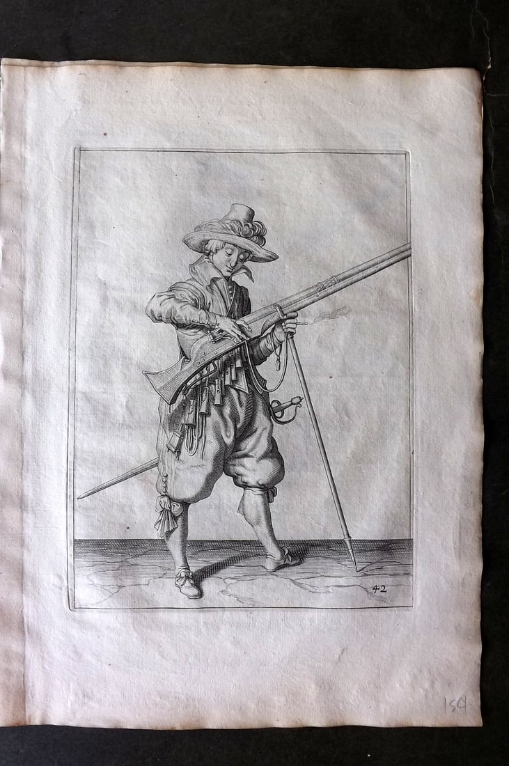 Gheyn, Jacob de 1608 Folio Military Print. Musketeer 42 (1 of 1)