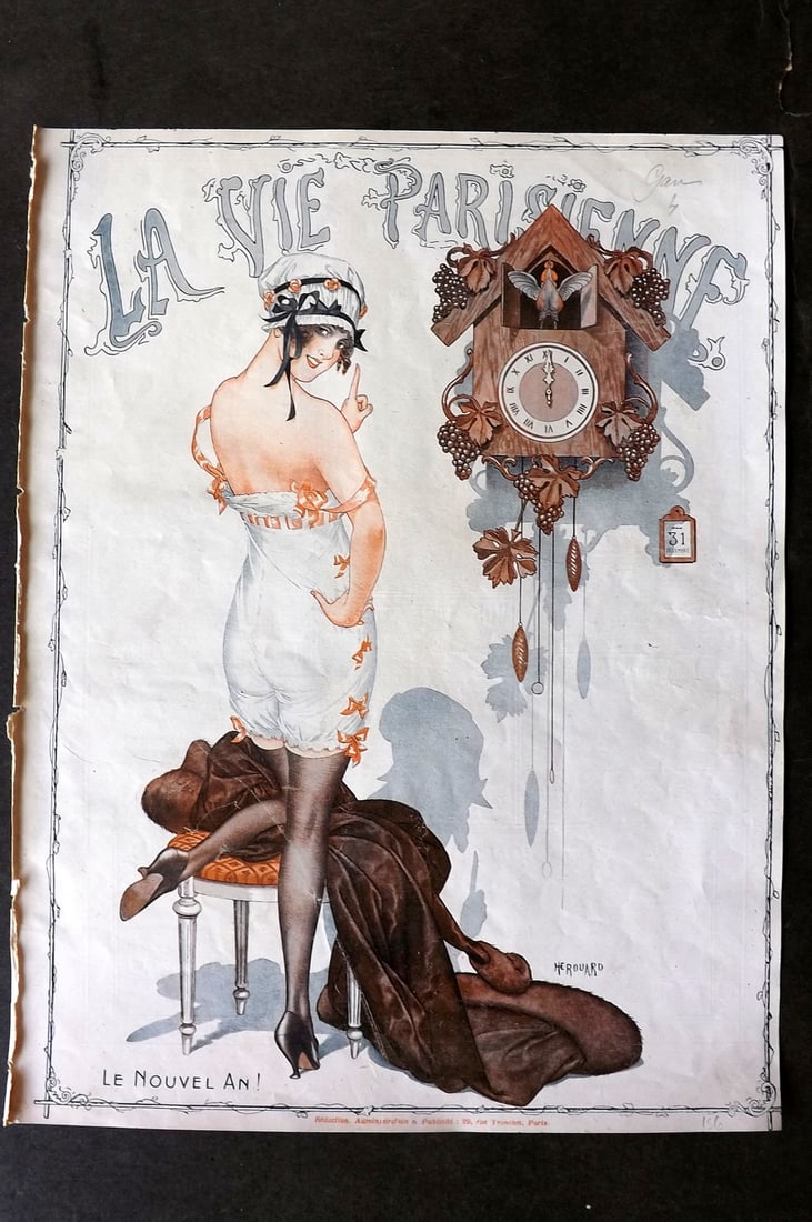 La Via Parisienne 1917 Art Deco Print. Le Novel An! By Herouard (1 of 1)