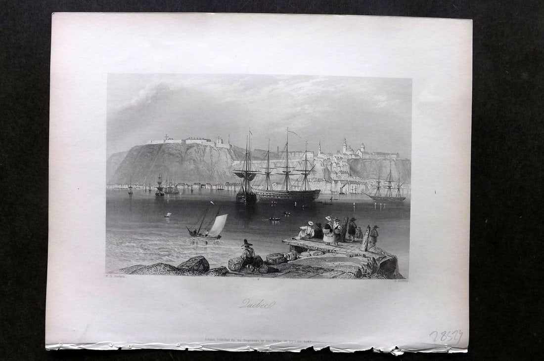 Bartlett Canada 1842 Antique Print. Quebec, Ships (1 of 1)