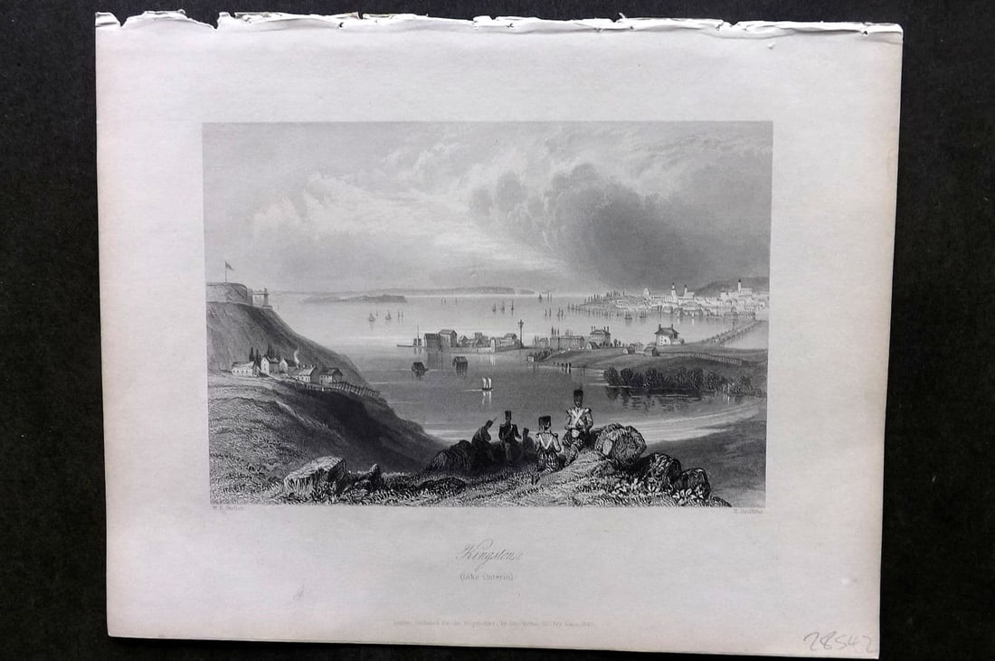 Bartlett Canada 1842 Antique Print. Kingston - Lake Ontario: Antique Steel Engraving Published 1842 by George Virtue, London for "Canadian Scenery Illustrated. " by Nathaniel P. Willis. Illustrated by William H. Bartlett. Paper Size: 10 x 8 inch (25 x 20cm). Go