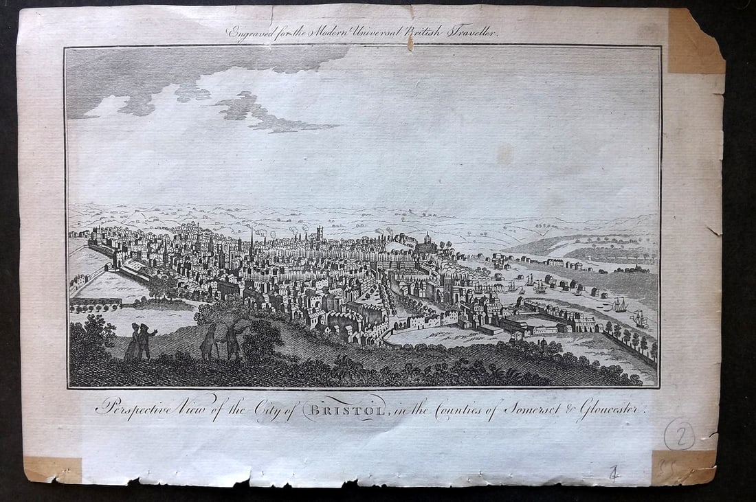Burlington, Charles 1779 Folio Print. Bristol: Folio Copper Plate Published 1779 by J. Cooke, London for "The Modern Universal British Traveller or, a New, Complete, and Accurate tour Through England, Wales, Scotland, and the Neighbouring Islands"