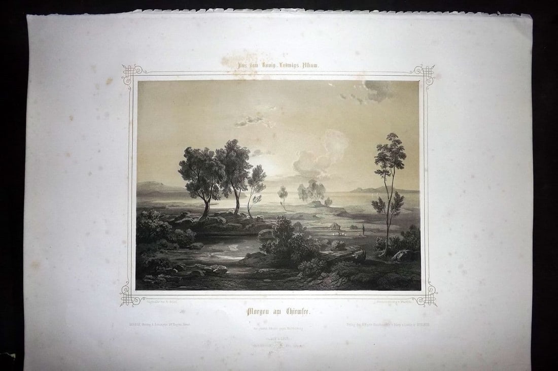 King Ludwig Album 1850's LG Folio Print. Morning at the Chiemsee Lake, Germany (1 of 1)