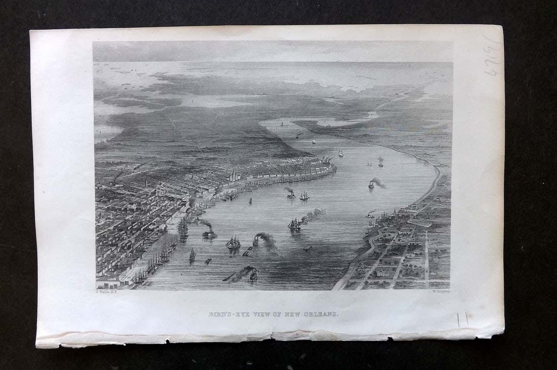Mackay, Charles 1863 Print. New Orleans, Louisiana. Birds Eye View (1 of 1)