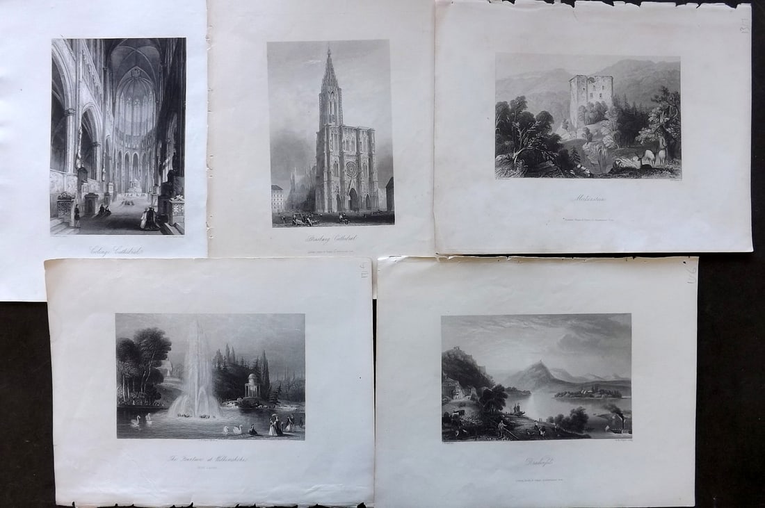 Payne 1847 Lot of 5 Antique Prints. Germany & Austria: Steel Engraving Published London 1844-7 for "Payne's Universum or Pictorial World" Edited by Charles Edwards. Most plates engraved by Payne. Paper Size: 10.5 x 8 inch (27 x 20cm) Good Condition