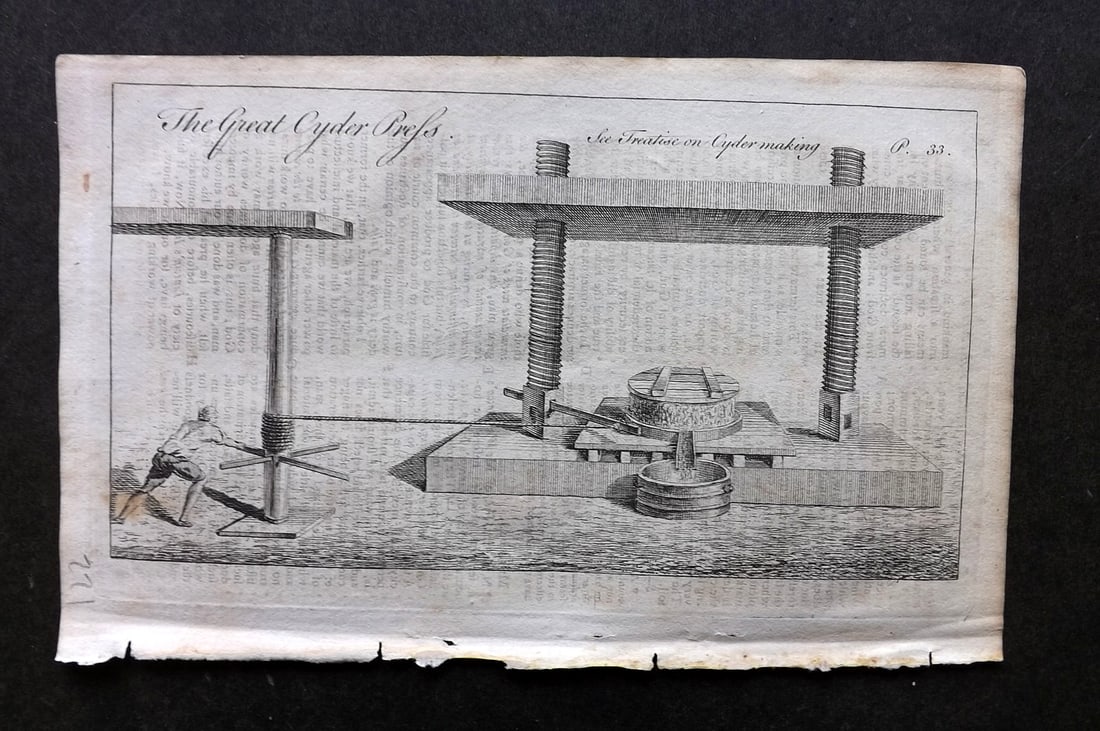 Gentleman's Magazine. 1753 Print. Great Cider Press: Copper Plate Published London 1731-1833, London for "The Gentleman's Magazine..." by Various Contributors. Paper Size: 8.5 x 5 inch (22 x 13cm) Heavy text offsetting