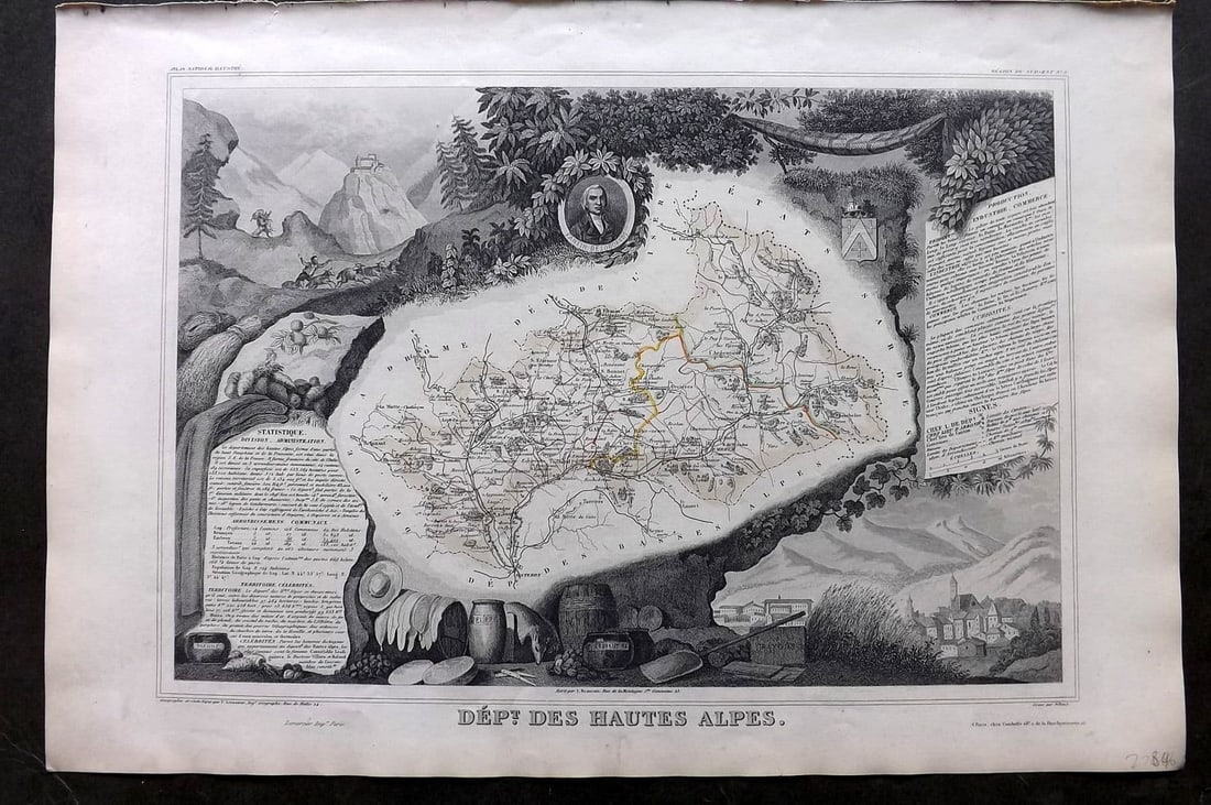 Levasseur, Victor 1852 Antique Map. Dept Des Hautes Alpes (1 of 1)