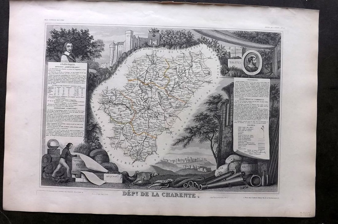 Levasseur, Victor 1852 Antique Map. Dept De La Charente (1 of 1)