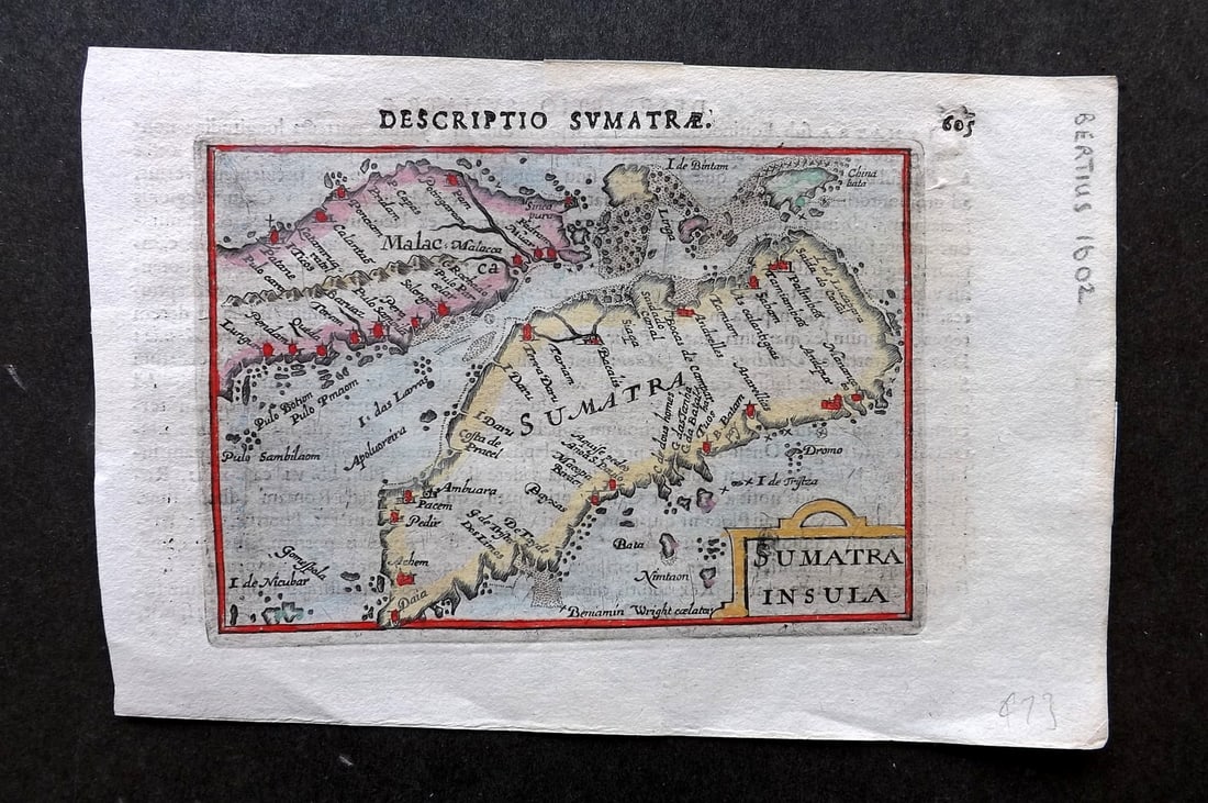Bertius, Petrus 1602 Hand Col Map. Malaysia & Singapore (1 of 1)