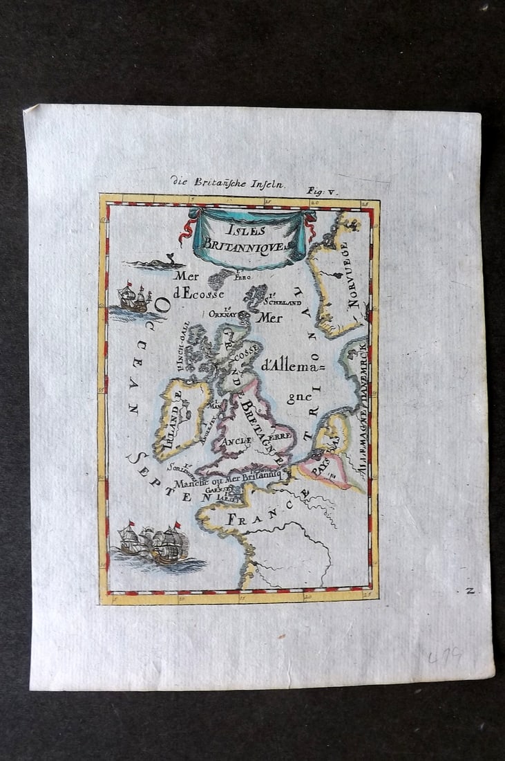 Mallet, Alain Manesson 1719 Hand Col Map. British Isles. UK Ireland (1 of 1)