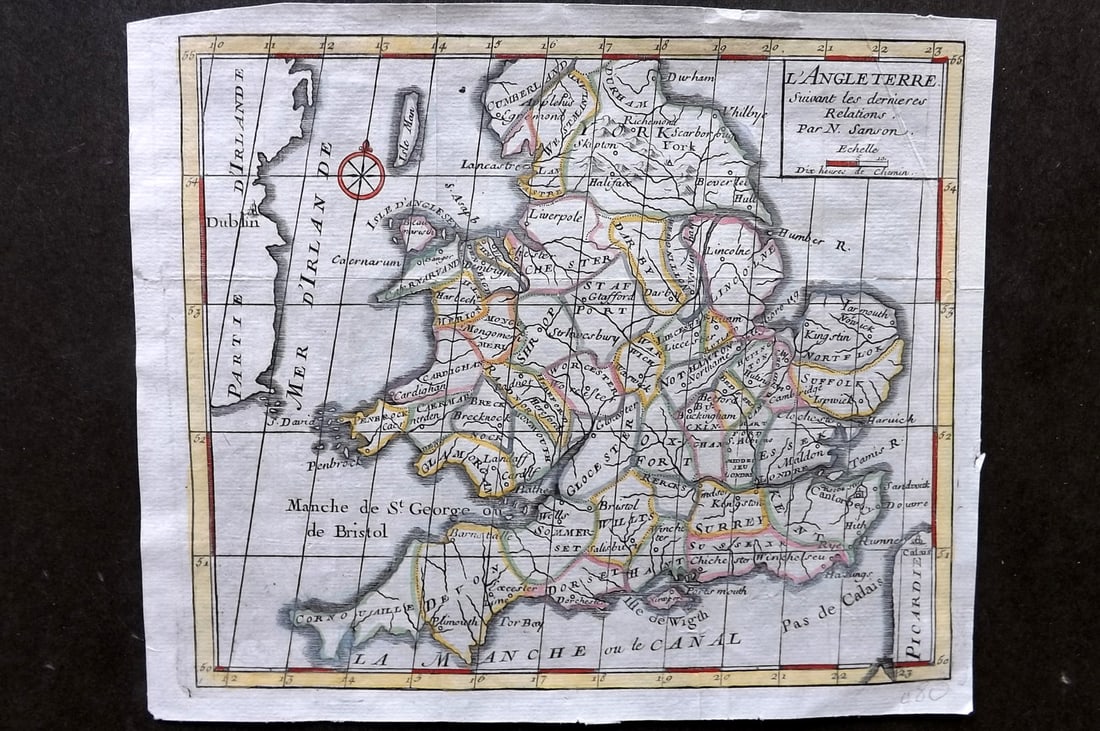 Sanson, Nicolas 1747 Hand Col Map. England (1 of 1)