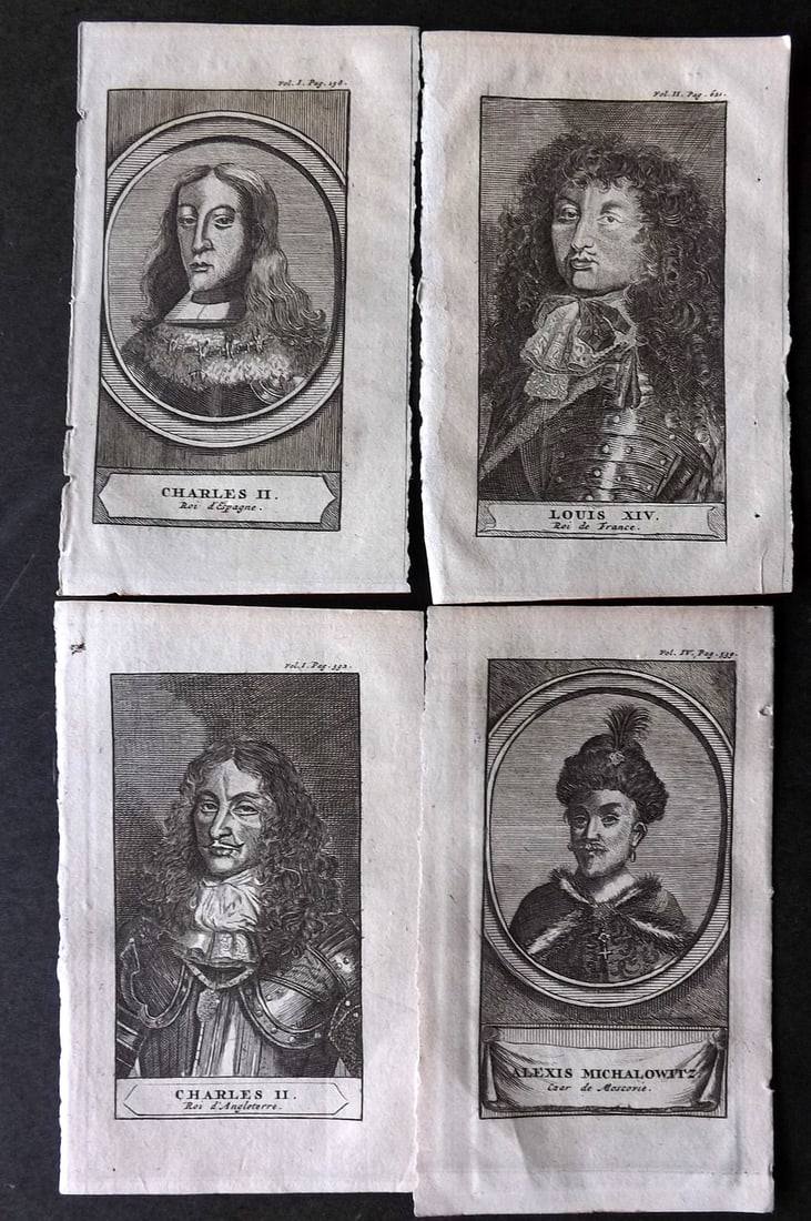 Chatelain (Pub) 1743 Lot of 8 Portraits of European Sovereigns (1 of 2)