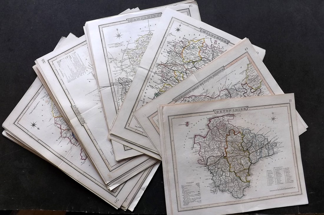 Dugdale & Archer C1840 Lot of 50 British County Maps (1 of 10)