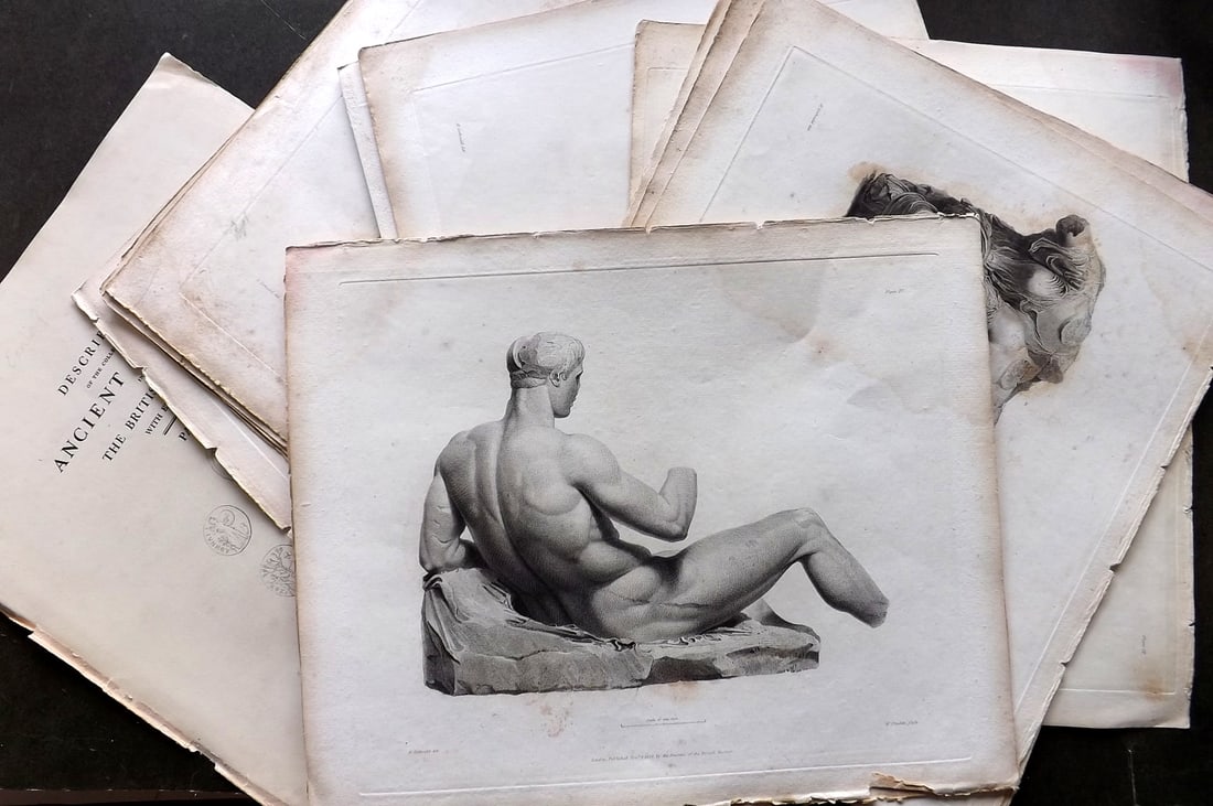 BM Marbles 1830 Lot of 17 Folio Stature & Sculpture Prints (1 of 6)